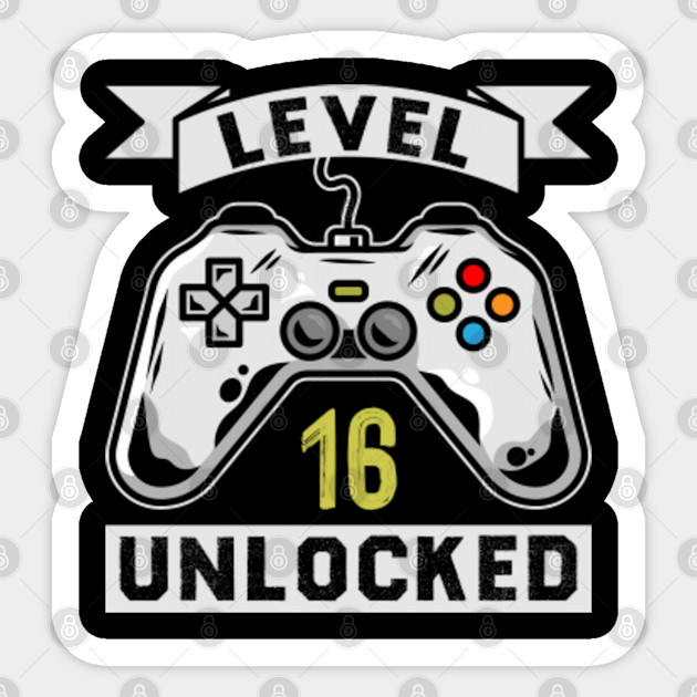 Level 16 Unlocked Funny Vintage Video Gamer 16th Birthday Gift For Girls Boys Level 16 Unlocked Gamer Birthday Gift Sticker Teepublic Uk