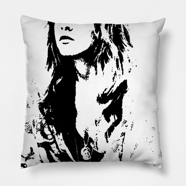 Stevie Nicks pop art portrait Pillow by phatvo