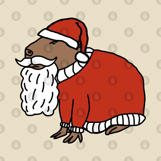 Christmas Capybara Dressed as Santa Claus by ellenhenryart