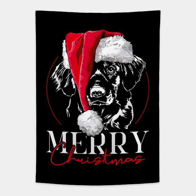 Santa Nova Scotia Duck Tolling Retriever Merry Christmas dog Tapestry by wilsigns