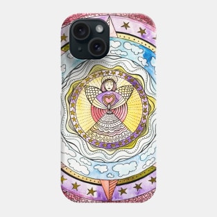 Angel with Stars Watercolor Mandala Phone Case