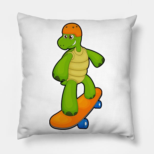 Turtle as Skateboarder with Skateboard & Helmet Pillow by Markus Schnabel