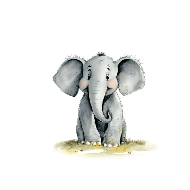 Cute Baby Elephant by Geminiartstudio