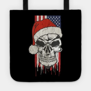 Santa Claus Skull - Stars And Stripes USA Flag Tote