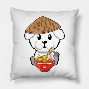 Funny Furry dog is eating noodles Pillow