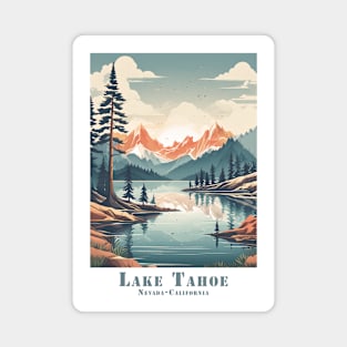 Abstract Retro Vintage Lake Tahoe Nevada California Scenic Sunset Magnet