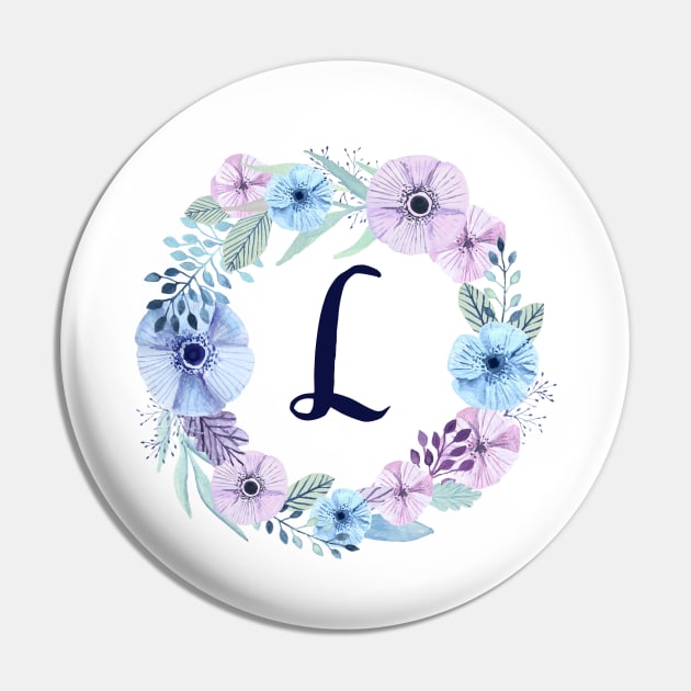 Floral Monogram L Icy Winter Blossoms Pin by floralmonogram