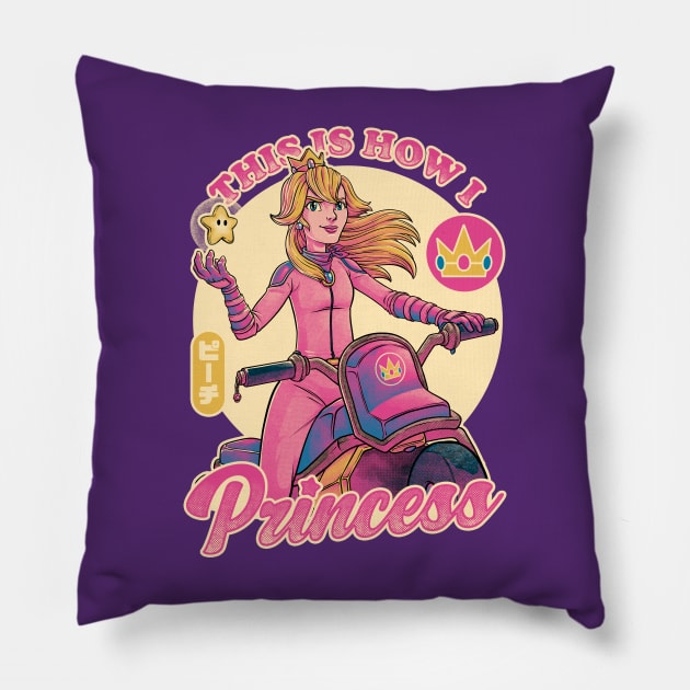 How I Princess - Powerful Video Game Biker Pillow by Studio Mootant