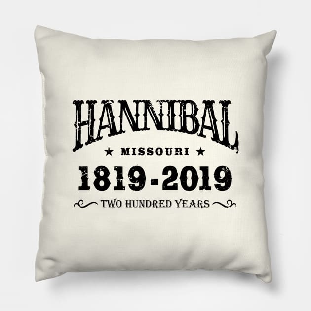 Hannibal Missouri 200 year Anniversary Pillow by SeattleDesignCompany