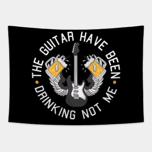 Funny Electric Guitar Graphic Design and Beer Guitarist Tapestry