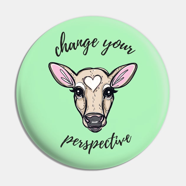 Change Your Perspective Tan Baby Cow Pin by IllustratedActivist