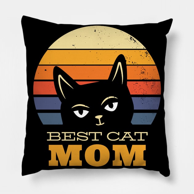 Best cat mom ever in vintage style Pillow by Midoart