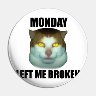 Monday Left Me Broken Cat | Funny Meme T-Shirt | Oddly Specific Shirt | Weird Pin