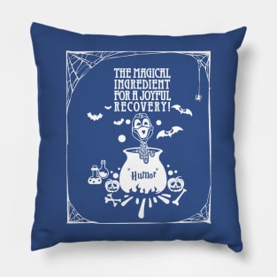 colon cancer Awareness blue ribbon Humor the magical ingredient for a joyful recovery Halloween Pillow