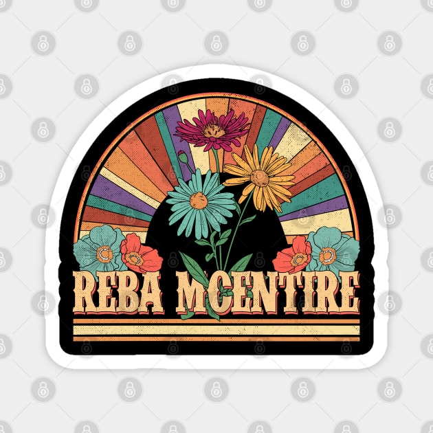 Reba Flowers Name McEntire Personalized Gifts Retro Style Magnet by Dinosaur Mask Store