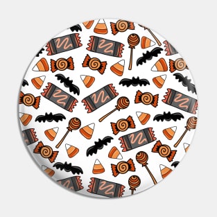Orange and Black Spooky Halloween Candy Pattern, made by EndlessEmporium Pin