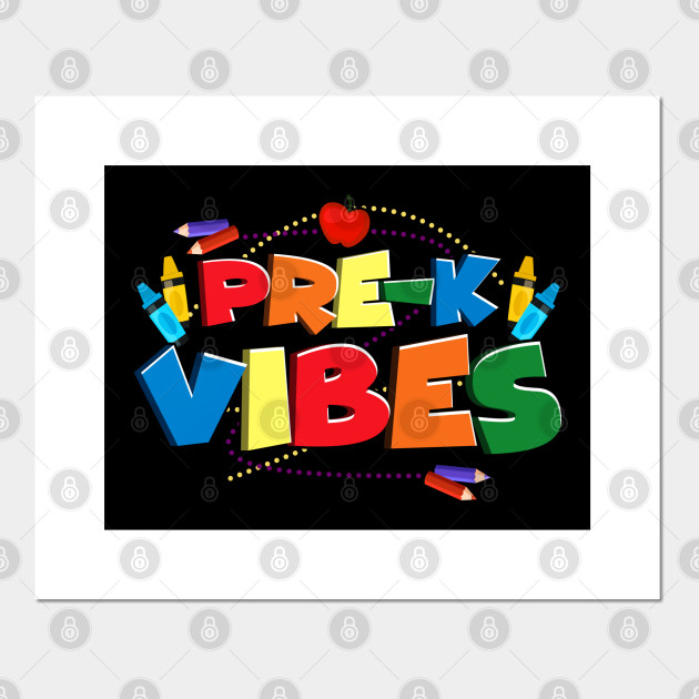 Pre K Vibes Funny Pre K Teacher Ideas Back To School And First Day Of School Kids Student Gift Idea Pre K Vibes Only Funny Back To School Poster E Stampa