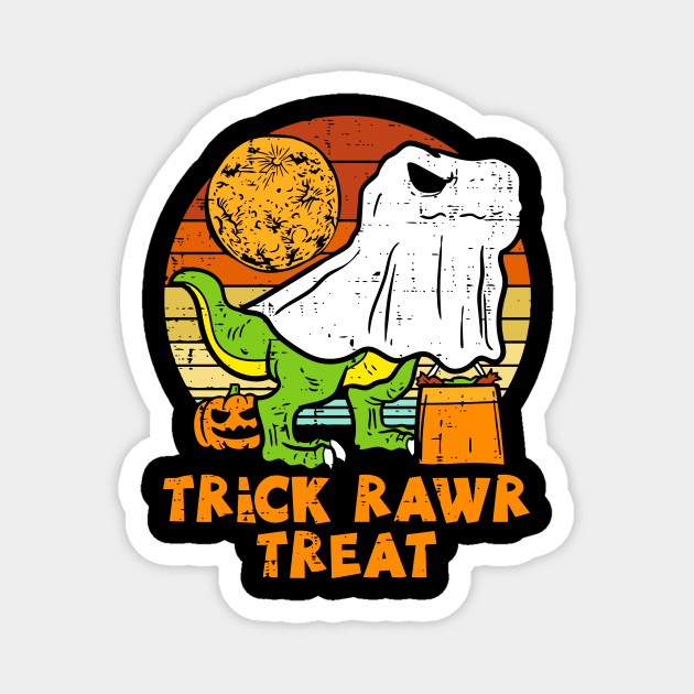 Trick Rawr Treat Dino Ghost T-rex Halloween Magnet by Teewyld