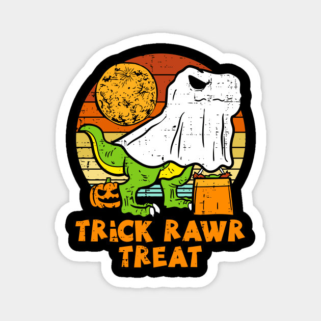 Trick Rawr Treat Dinosaur Ghost T-rex Halloween Magnet by The WYLD Tribe