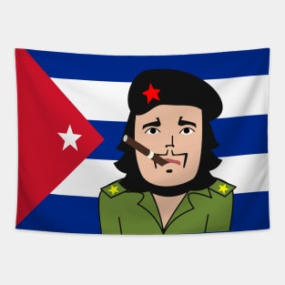 Cuban guerrilla patriotic flag Che Guevara with cigar Tapestry