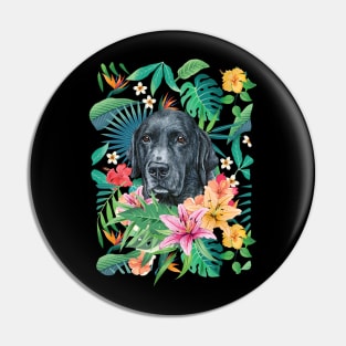 Tropical Black Labrador Retriever Pin