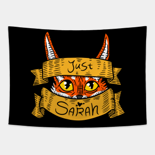 just sarah, curious fox illustration. personalized name gift. Tapestry