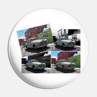 Old car collage Pin