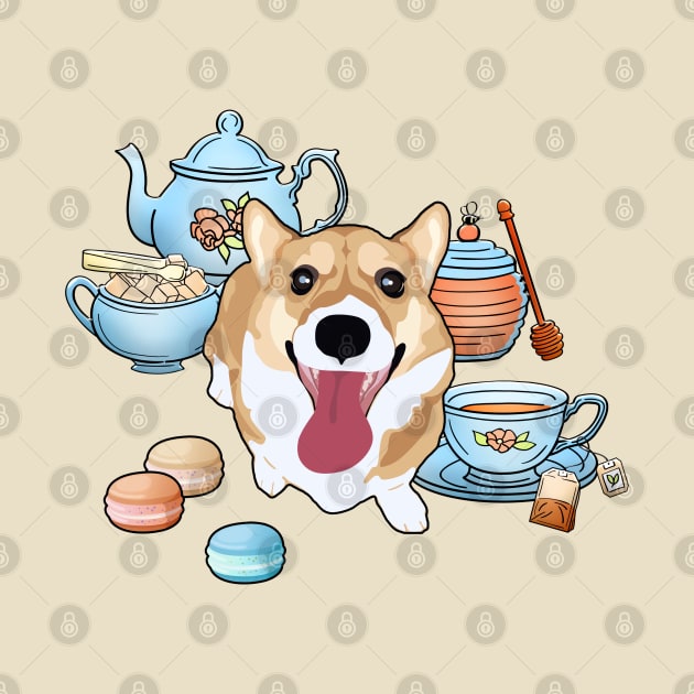 Afternoon Tea Corgi by MaplewoodMerch