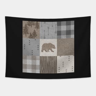 Bear Patchwork - Rustic Neutrals Tapestry