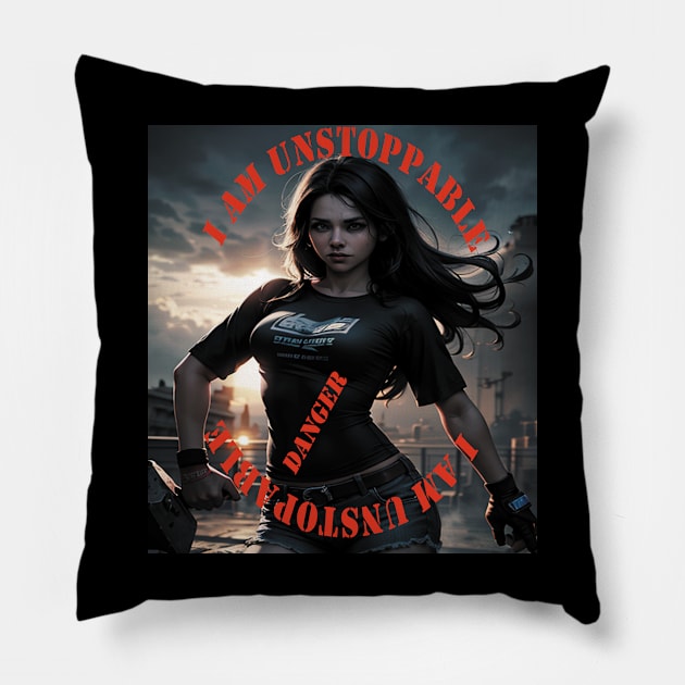 I AM UNSTOPPABLE Pillow by ThinkArtMx