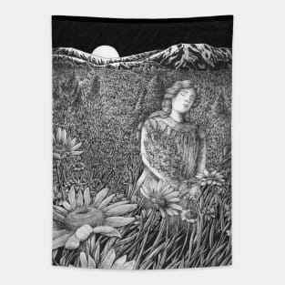 The Sun Rises and I Gather Blooms Tapestry
