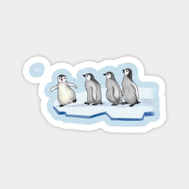 funny little penguins on an ice floe Magnet by sonaart