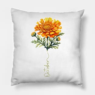 Marigold - Birth Month Flower for October Pillow