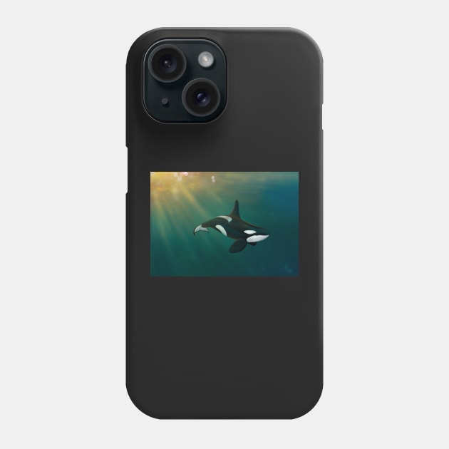 Orca underwater sunset scene Phone Case by MoanaMatron