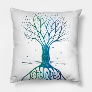 Mindfulness and Meditation Connected to Nature Linocut Print Pillow