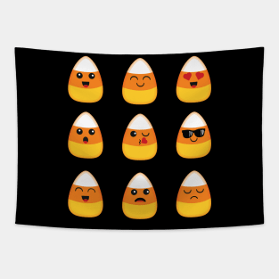 Candy Corn Face Emoticon Funny Halloween Gift Tapestry