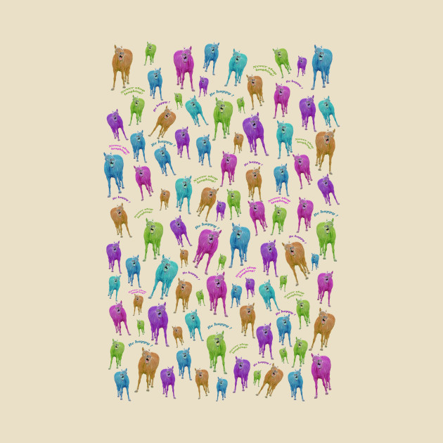 Funny horses pattern with laughing ponies by MarionsArt