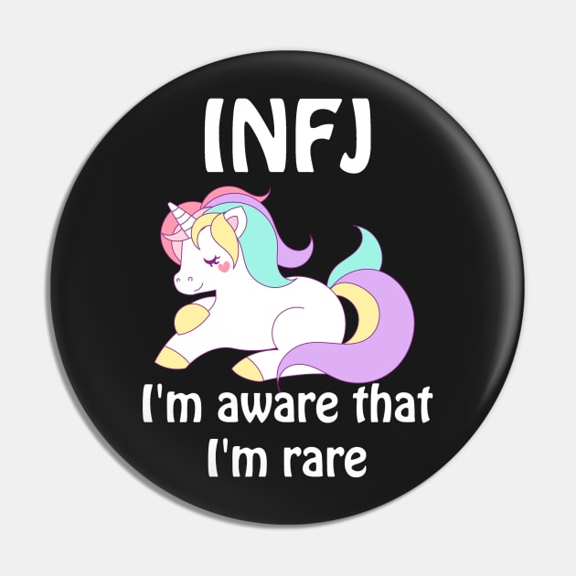 INFJ Unicorn Rare Personality Type T-Shirt Pin by jennifersoldner