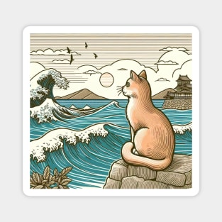 Japanese Meow Cat Ukiyo-e Magnet