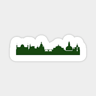 DRESDEN skyline in forest green Magnet