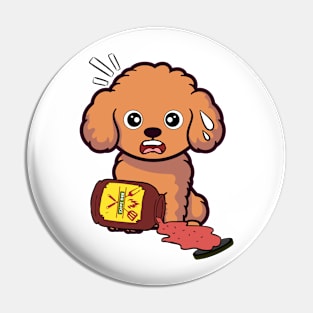 Funny brown Dog spilled BBQ sauce Pin