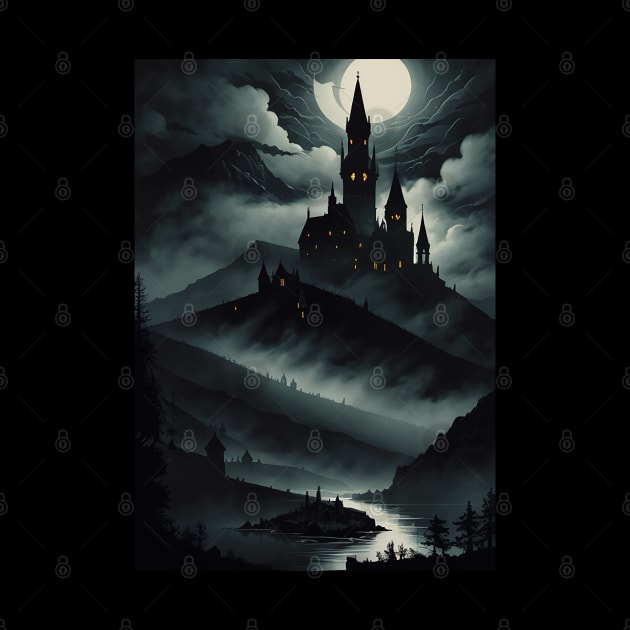 Spooky Castle on a Hill by CursedContent