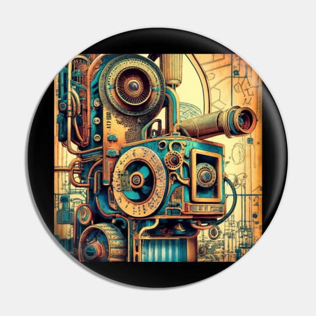 Steampunk Movie Camera Pin by JimDeFazioPhotography