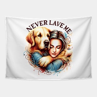 Embrace Between Woman and Dog Tapestry