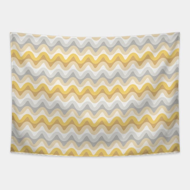 Gold and blue waves Tapestry by lents