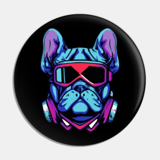 Synthwave French Bulldog Dog Lover Frenchie Pin