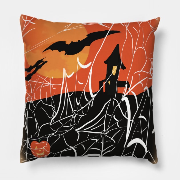 Very Webby Halloween Pillow by designs-by-ann