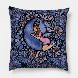 Purple Flower Moon Fairy Pillow