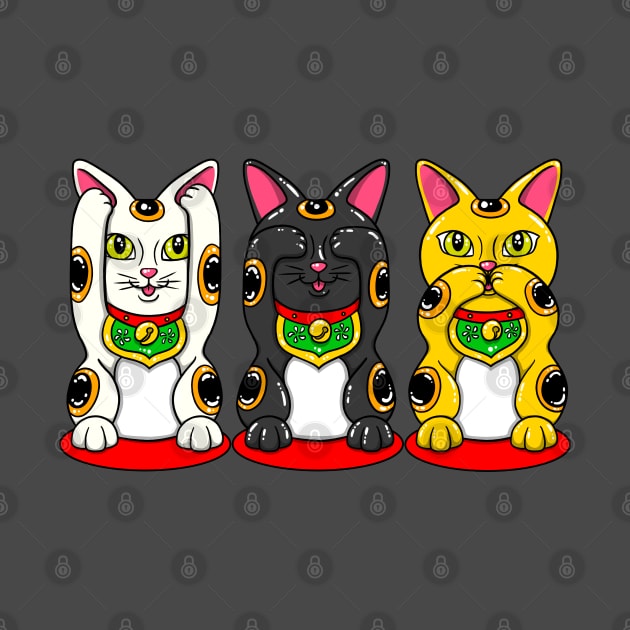 Maneki Neko - Hear See Speak No Evil by karbondream