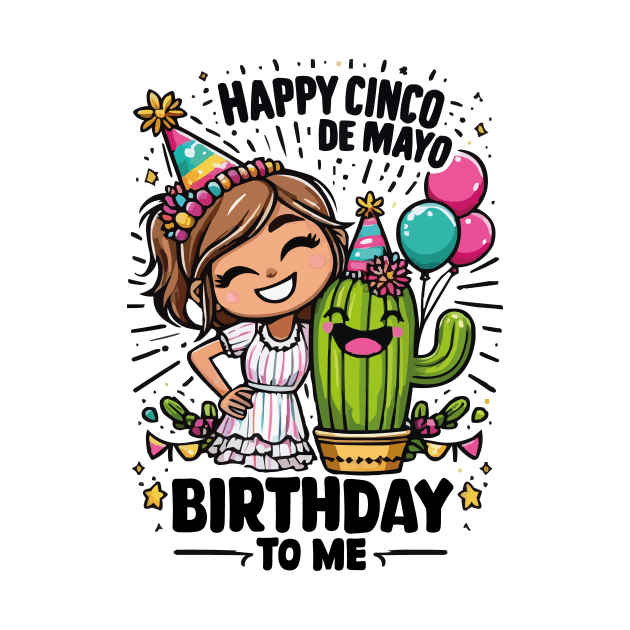 Happy Cinco De Mayo Birthday To Me Cute Girl Mexican Party by JUST PINK